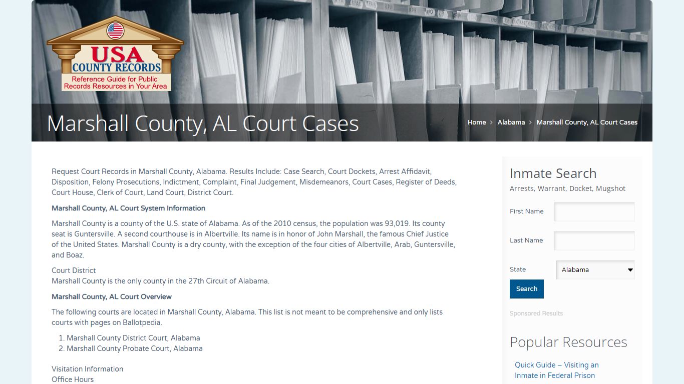 Marshall County, AL Court Cases | Name Search