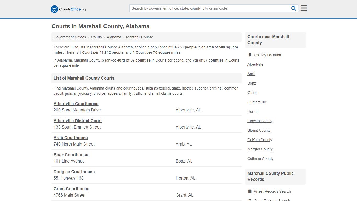 Courts - Marshall County, AL (Court Records & Calendars)